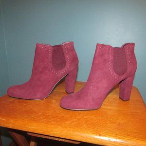 Maroon studded ankle boots